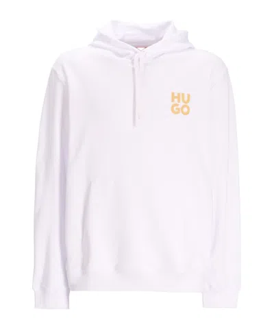 Hugo Boss Logo-print Cotton Hoodie In White