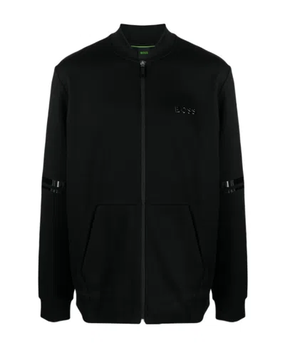 Hugo Boss Logo-print Cotton Jacket In Black