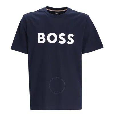 Hugo Boss Logo Print Cotton-jersey T-shirt In Blue