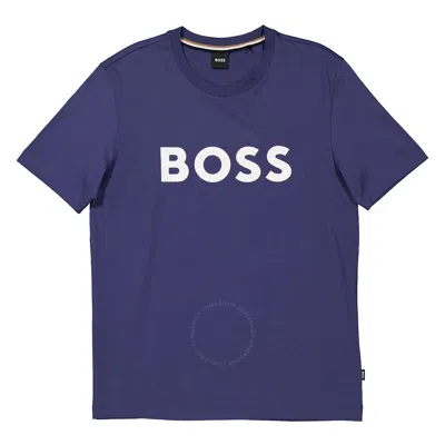 Hugo Boss Logo Print Cotton-jersey T-shirt In Blue
