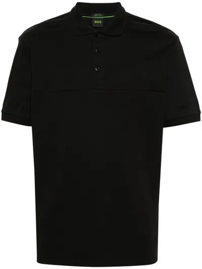Hugo Boss Logo-print Cotton Polo Shirt In Black