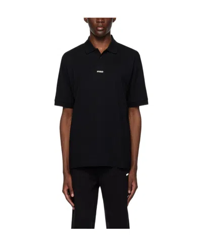 Hugo Boss Logo-print Cotton Polo Shirt In Black