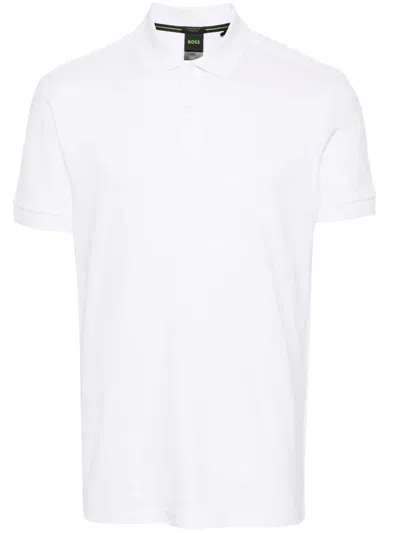 Hugo Boss Logo-print Organic Cotton Polo Shirt In White