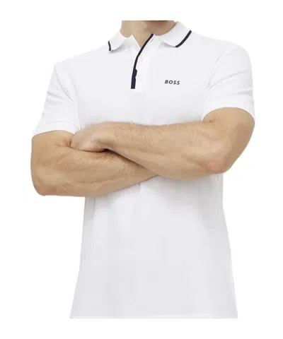 Hugo Boss Logo-print Cotton Polo Shirt In White