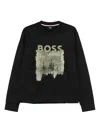 Hugo Boss Logo-print Cotton Sweatshirt In Black