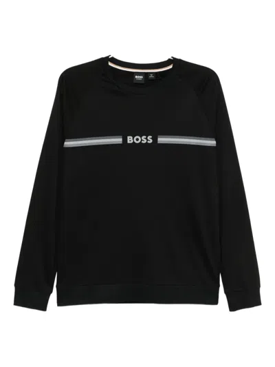 Hugo Boss Logo-print Cotton Sweatshirt In Black