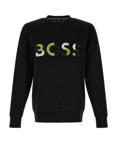 Hugo Boss Logo-print Cotton Sweatshirt In Black