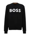 Hugo Boss Relaxed-fit Cotton-terry Sweatshirt With Rubber-print Logo In Black