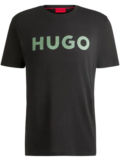 Hugo Boss Logo-print Cotton T-shirt In 黑色