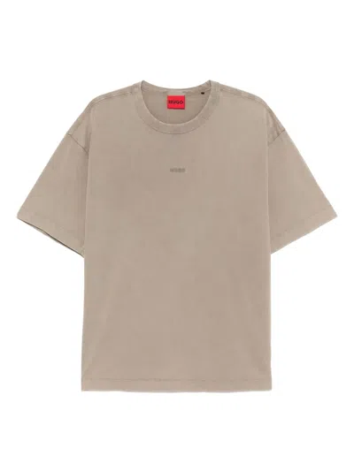 Hugo Boss Logo-print Cotton T-shirt In Brown