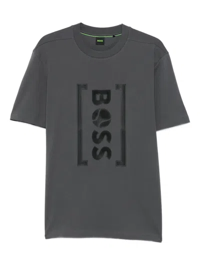 Hugo Boss Logo-print Cotton T-shirt In Gray