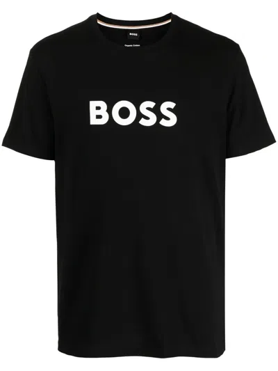 Hugo Boss Cotton-jersey T-shirt With Rubber-print Logo In Black