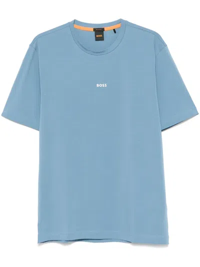 Hugo Boss Logo-print Cotton T-shirt In Blue