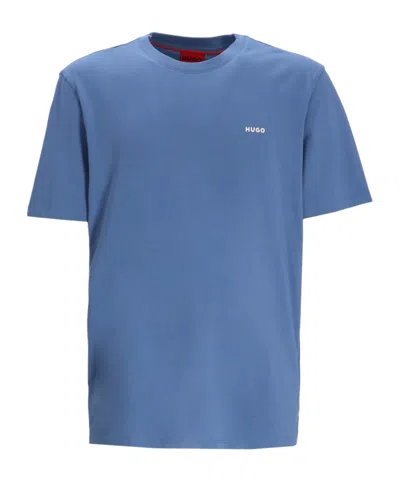 Hugo Boss Logo-print Cotton T-shirt In Blue