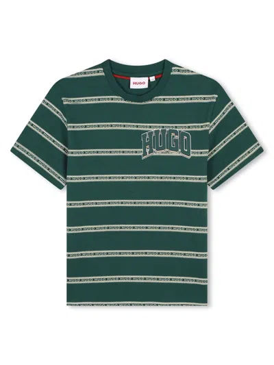 Hugo Boss Kids' Logo-print Cotton T-shirt In Green