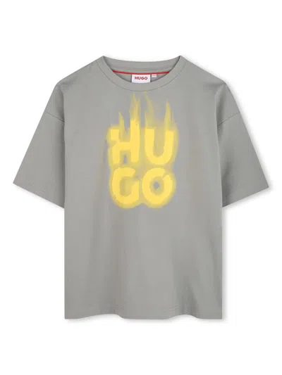 Hugo Boss Kids' Logo-print Cotton T-shirt In Grey