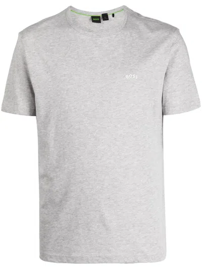 Hugo Boss Logo-print Cotton T-shirt In Grey