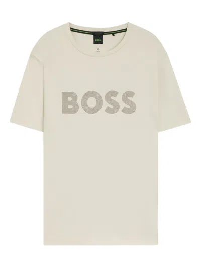 Hugo Boss Gloss-logo T-shirt In Pima Cotton In White