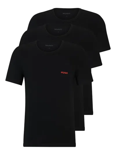Hugo Boss Logo-print Cotton T-shirts (pack Of Three) In Black