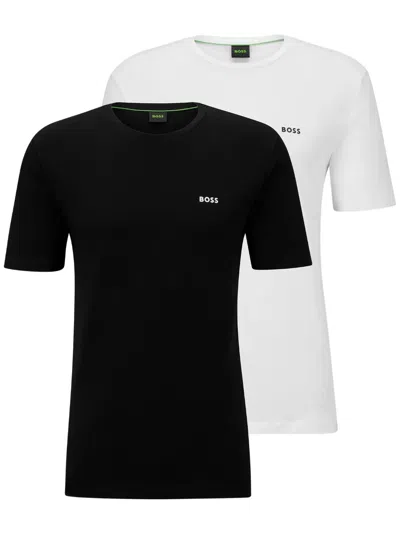 Hugo Boss Logo-print Cotton T-shirts (pack Of Two) In White