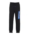 Hugo Boss Cotton-terry Tracksuit Bottoms With Logo Print In Black