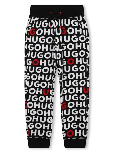 Hugo Boss Kids' Logo-print Cotton Track Pants In Black