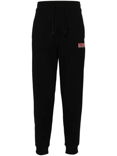 Hugo Boss Logo-print Cotton Track Pants In Black 001