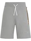 Hugo Boss Drawstring Shorts In French Terry With Stripes And Logo In Grey