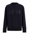 Hugo Boss Logo-print Ribbed Cotton Sweatshirt In Black