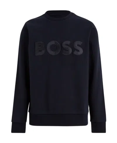 HUGO BOSS LOGO-PRINT CREW-NECK SWEATER
