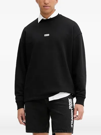 Hugo Boss Logo-print Crew-neck Sweatshirt In Black