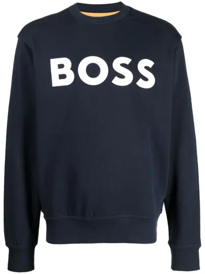 HUGO BOSS LOGO-PRINT CREW-NECK SWEATSHIRT