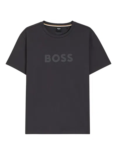 Hugo Boss Logo-print Crew-neck T-shirt In Black
