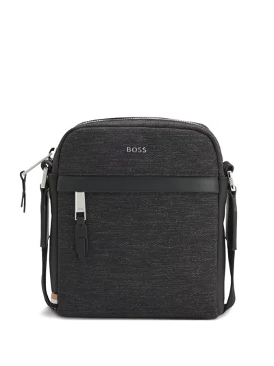 Hugo Boss Logo-print Crossbody Bag In Gray