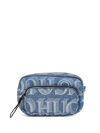 Hugo Boss Logo-print Denim Cross Body Bag In Blue