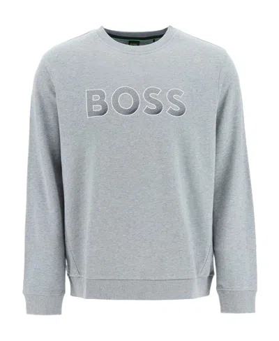 Hugo Boss Logo-print Detail Sweatshirt In Gray