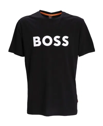 Hugo Boss Boss Tiburt 354 Logo Print T Shirt In Nero