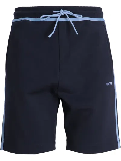 Hugo Boss Logo-print Drawstring-waist Shorts In Blue