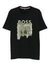 Hugo Boss Logo-print Graphic T-shirt In Black
