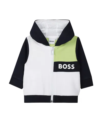 Hugo Boss Logo-print Hooded Cardigan In White