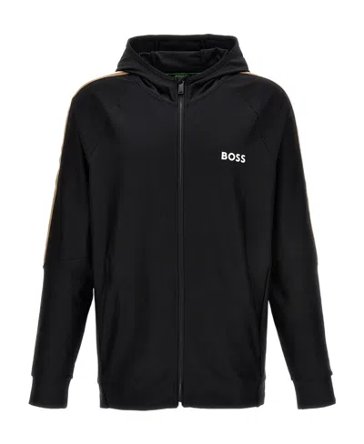 Hugo Boss Logo-print Hooded Jacket In Black