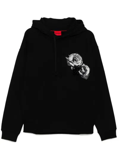 Hugo Boss Logo-print Hoodie In Black