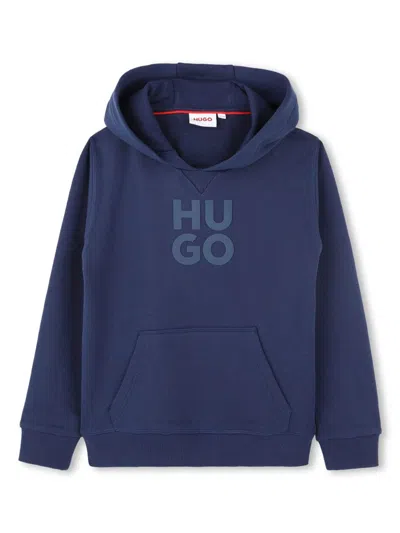 Hugo Boss Kids' Logo-print Hoodie In Blue