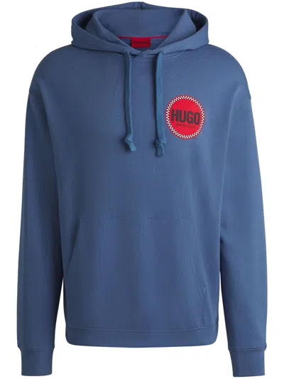 Hugo Boss Logo-print Hoodie In Blue