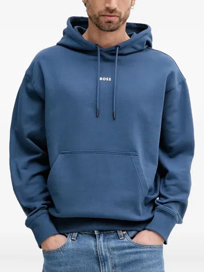 Hugo Boss Logo-print Hoodie In Blue