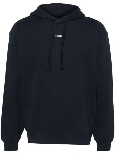 Hugo Boss Logo-print Hoodie In Blue
