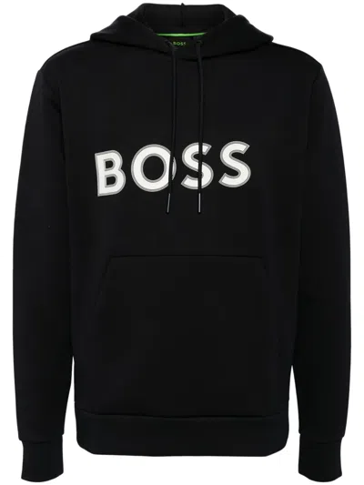 Hugo Boss Logo-print Hoodie In Blue