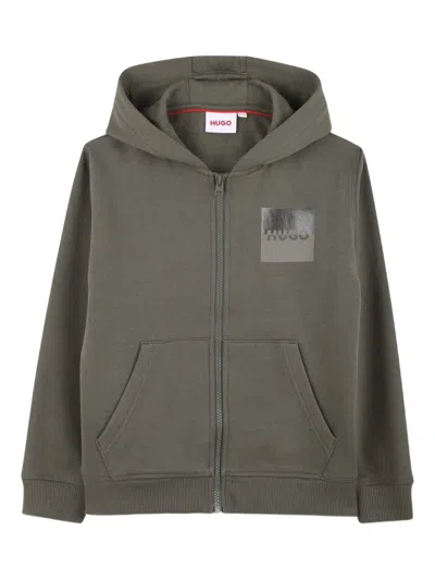 Hugo Boss Kids' Logo-print Hoodie In Brown