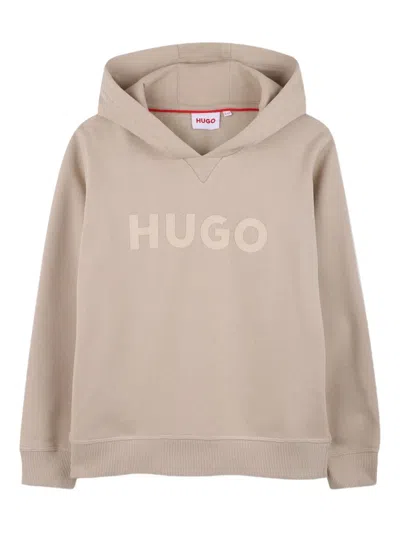 Hugo Boss Kids' Logo-print Hoodie In Neutral