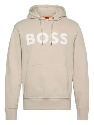 Hugo Boss Logo-print Hoodie In Neutral